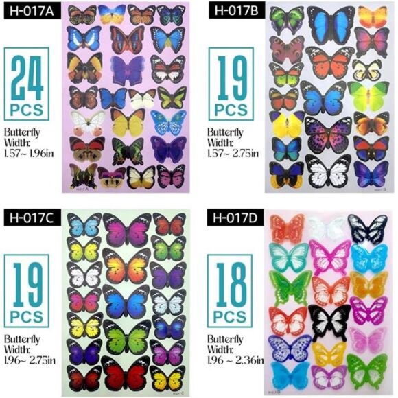 Butterfly Wall Stickers 80pcs Reusable 3D Plastic Decor for Bedroom Nursery Part - Picture 3 of 7